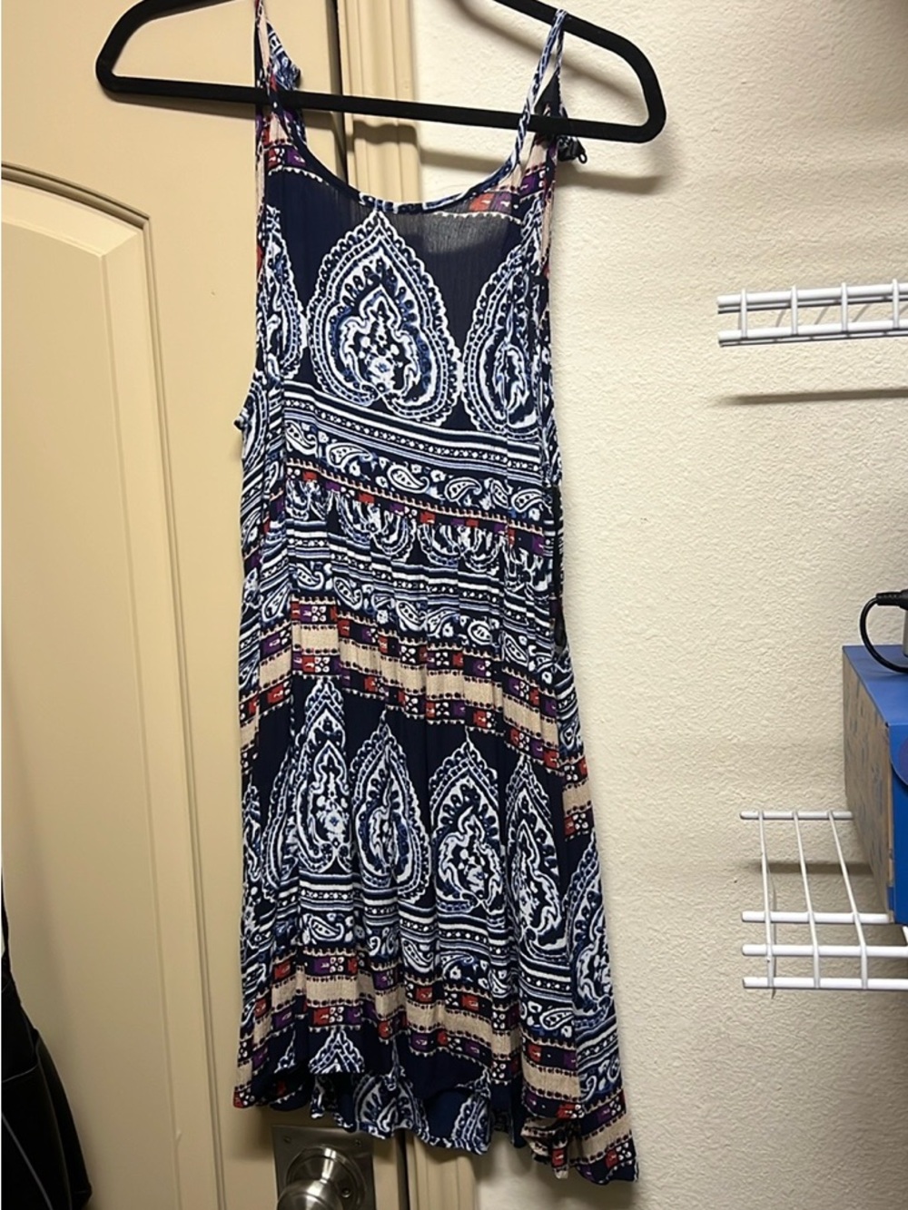 fab'rik Navy Paisley Print Spaghetti Strap Mini Dress